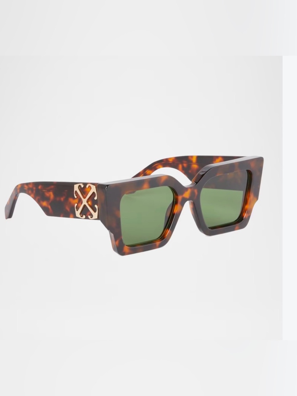 Off-White Tortoiseshell Square Sunglasses with Green Lenses